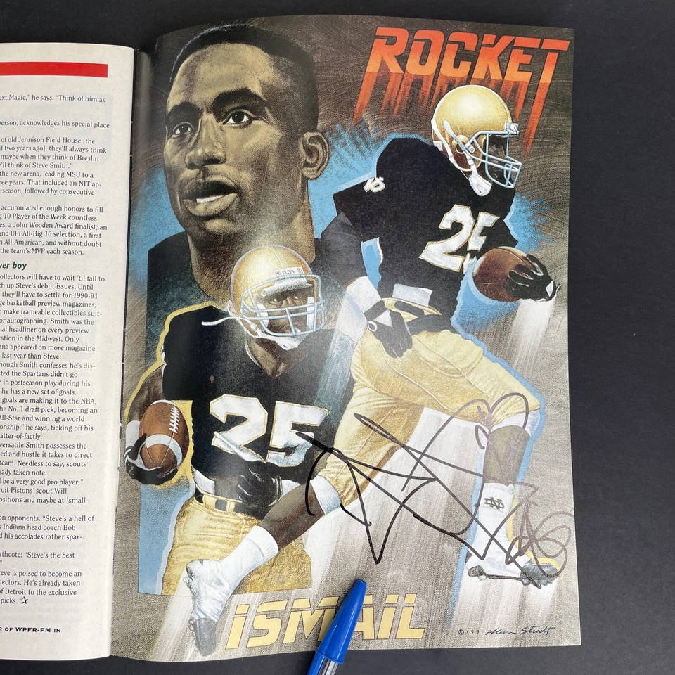 Revista Beckett Future Stars 1991 de colección firmada por Rocket Ismail CFL Foto 2 de 4