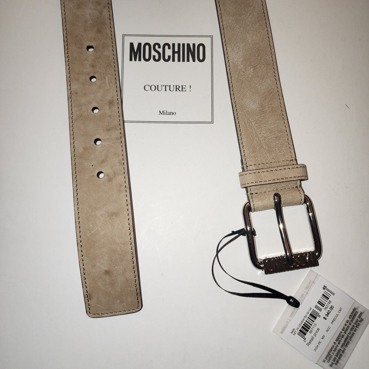 Moschino  Milano Leather Belt Moschino Logo print leather belt - Black - Men|802280101555 main image 3