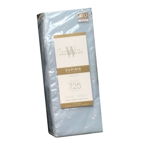 new LIGHT BLUE Wamsutta Dream Zone 725TC Cotton Sateen QUEEN X-Deep Fitted Sheet - Picture 1 of 6