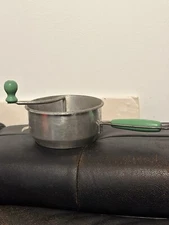 Vintage Antique Foley Metal Food Mill With Green Handle