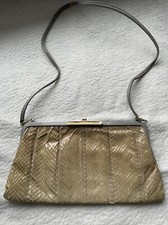 Vintage jane Shilton 1980's snake skin grey real leather bag original tag old
