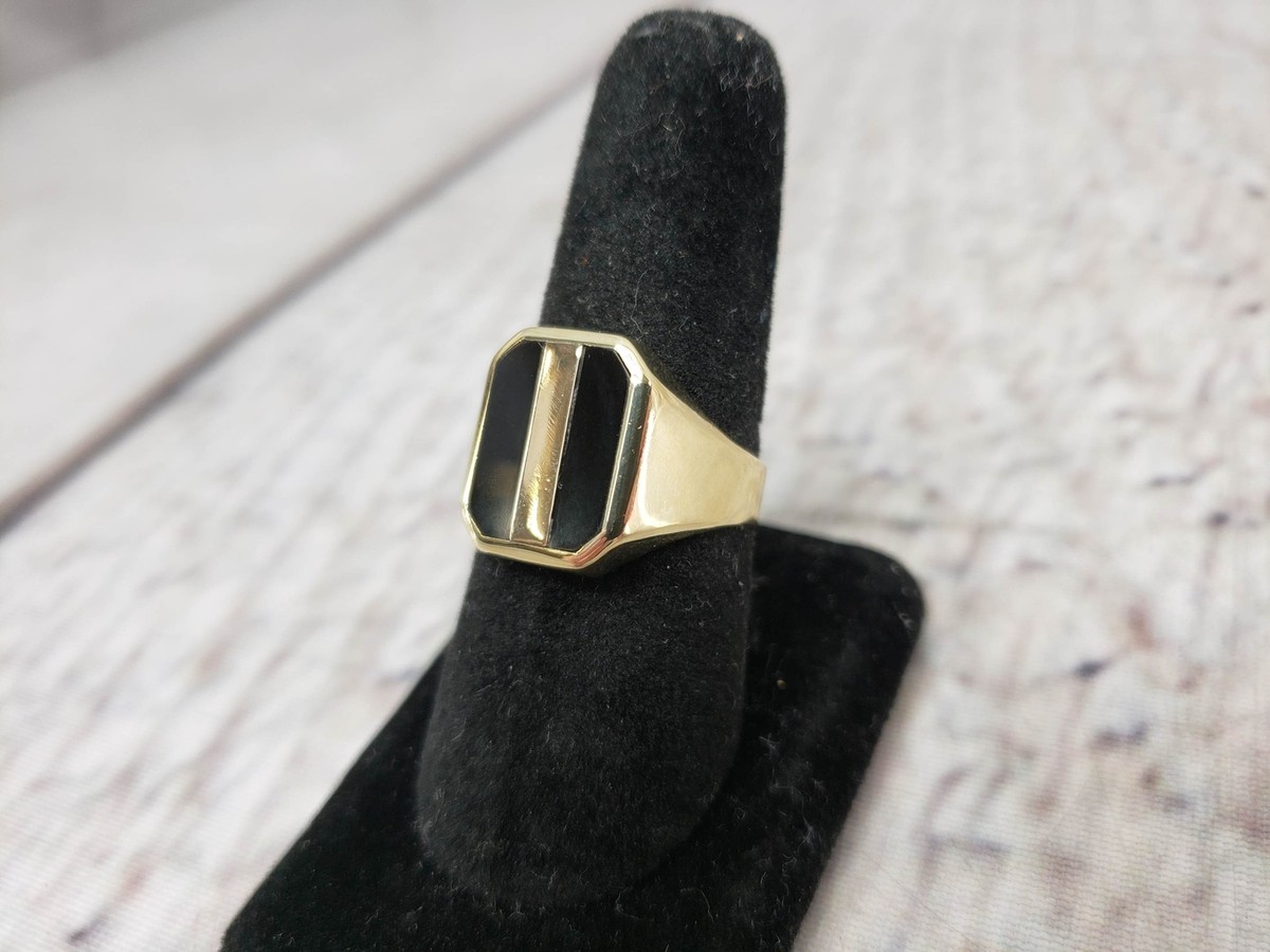 Ring YG Mens Sz 9.5 4.0DWT 14k Yellow Gold, Black Onyx
