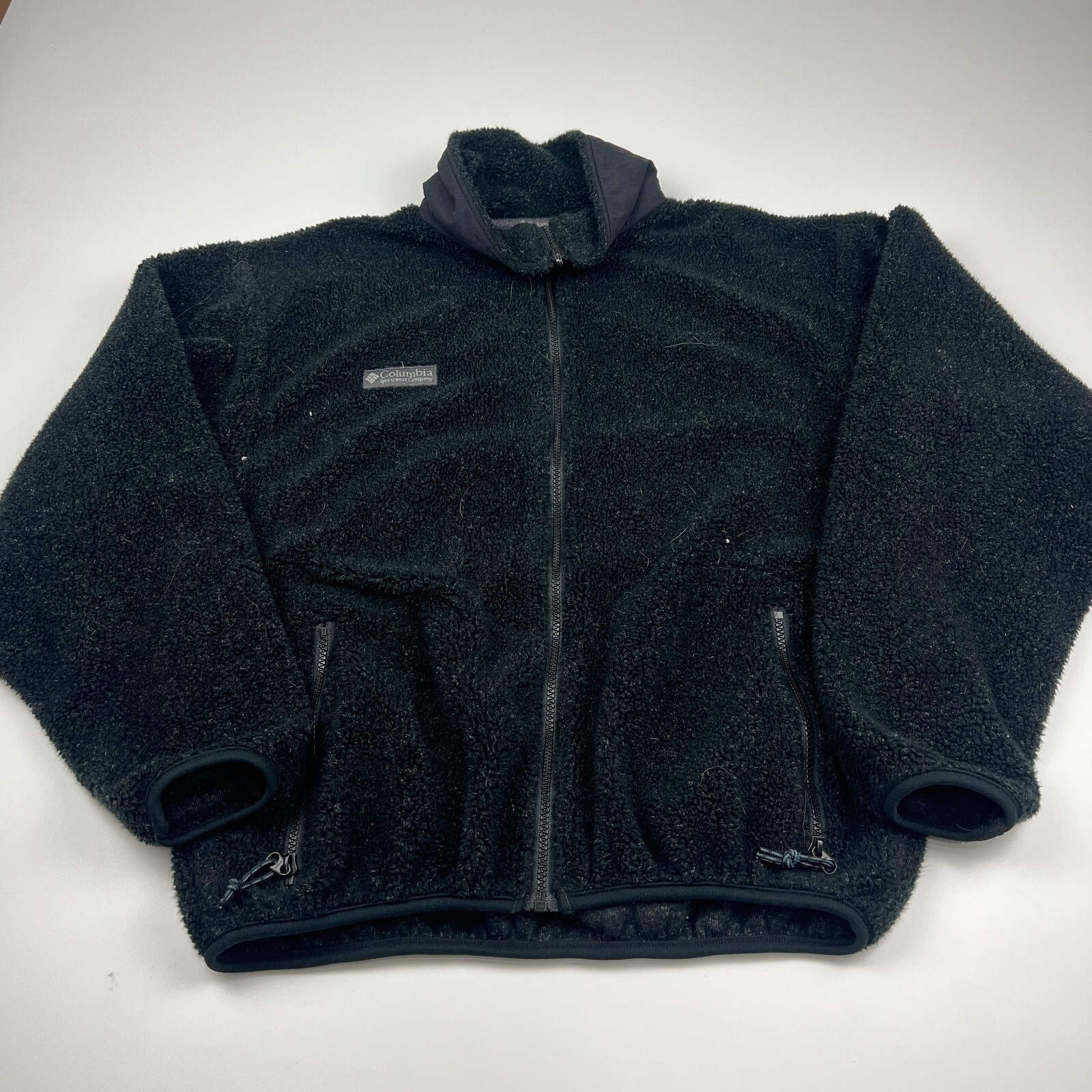 Deep Pile Black Solid Fleece Jacket 