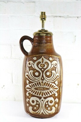Tischlampe eine große Vintage Retro West German Bay Keramik Unikat Vase Umbau 