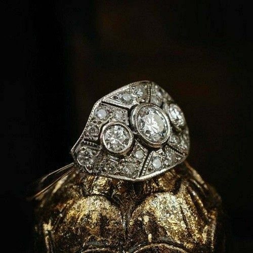 Vintage Art Deco 2 Kt Redondo Diamante Boda Anillo de Compromiso Acabado en Oro Blanco Talla 58 - Imagen 4 de 9