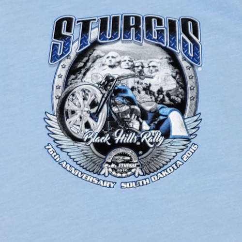 Sturgis T-Shirt Men's Large Blue 76th Anniversary South Dakota 2016 - Picture 3 of 9