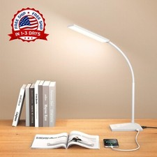 L mpara de escritorio LED blanca con puerto de carga USB