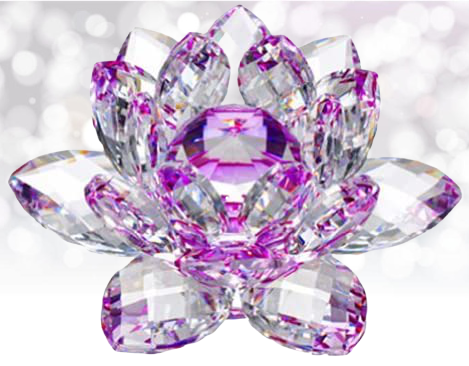 4"/100mm FengShui Crystal Lotus Glass Flower Paperweight Home Office Decoration - Picture 7 of 11