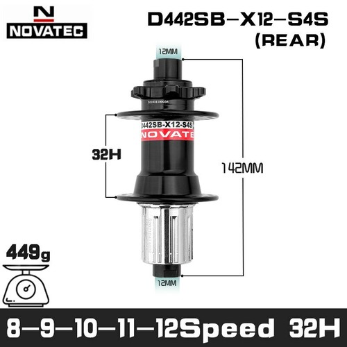 Novatec MTB Hub D041SB-15 D442SB-X12 8/9/10/11/12 Speed 32 Holes MTB Bicycle - Picture 15 of 18