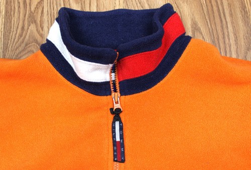 VTG TOMMY HILFIGER FLEECE PULLOVER 1/4 ZIP JACKET ORANGE Sz X-LARGE, XL - Picture 4 of 6