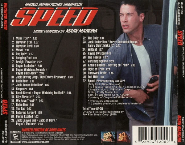 Speed (1994) Complete Score CD/signed by Composer Mark Mancina/Newly Remastered! - Bild 2 von 2