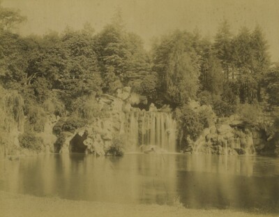 Frankreich Paris Bois de Boulogne Grande Cascade See altes Foto Neurdein 1900