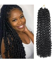Passion Twist Hair 1pk -Twist Hair Extension 18in Water Wave Crochet Natural Blk