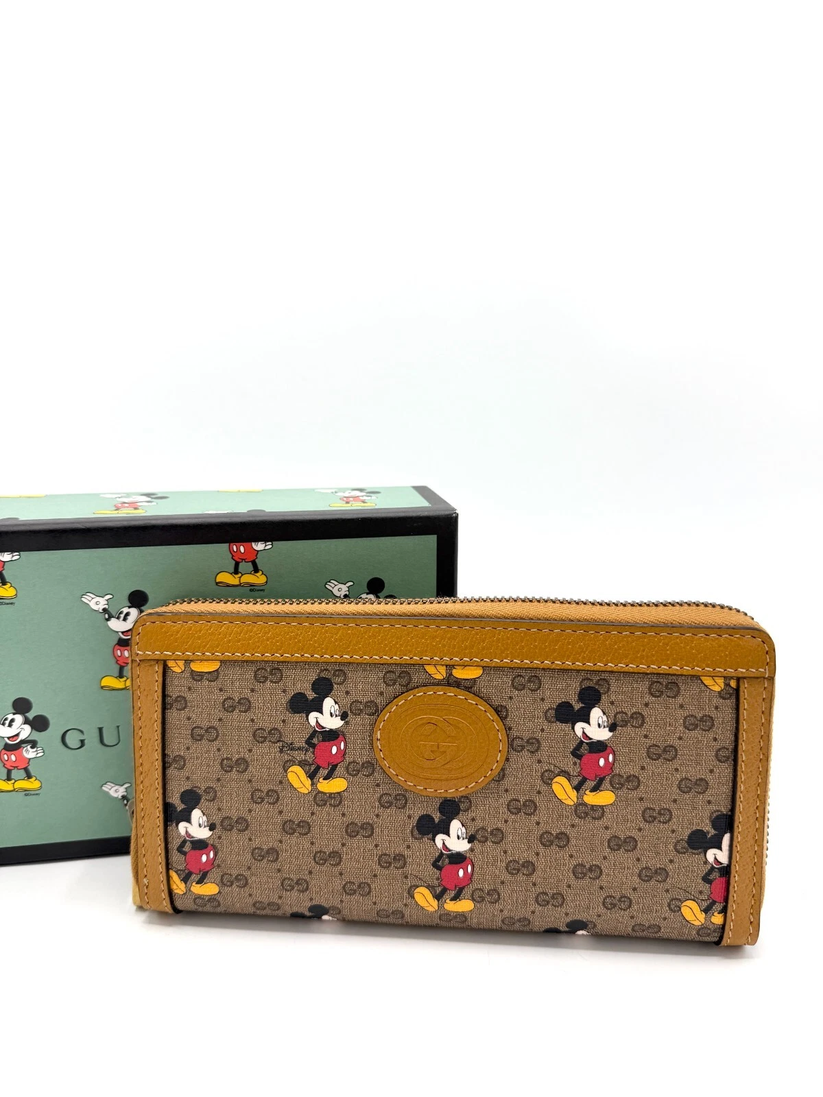 [Ebay Live] Portefeuille zippé Gucci marron GG Supreme Mickey Mouse