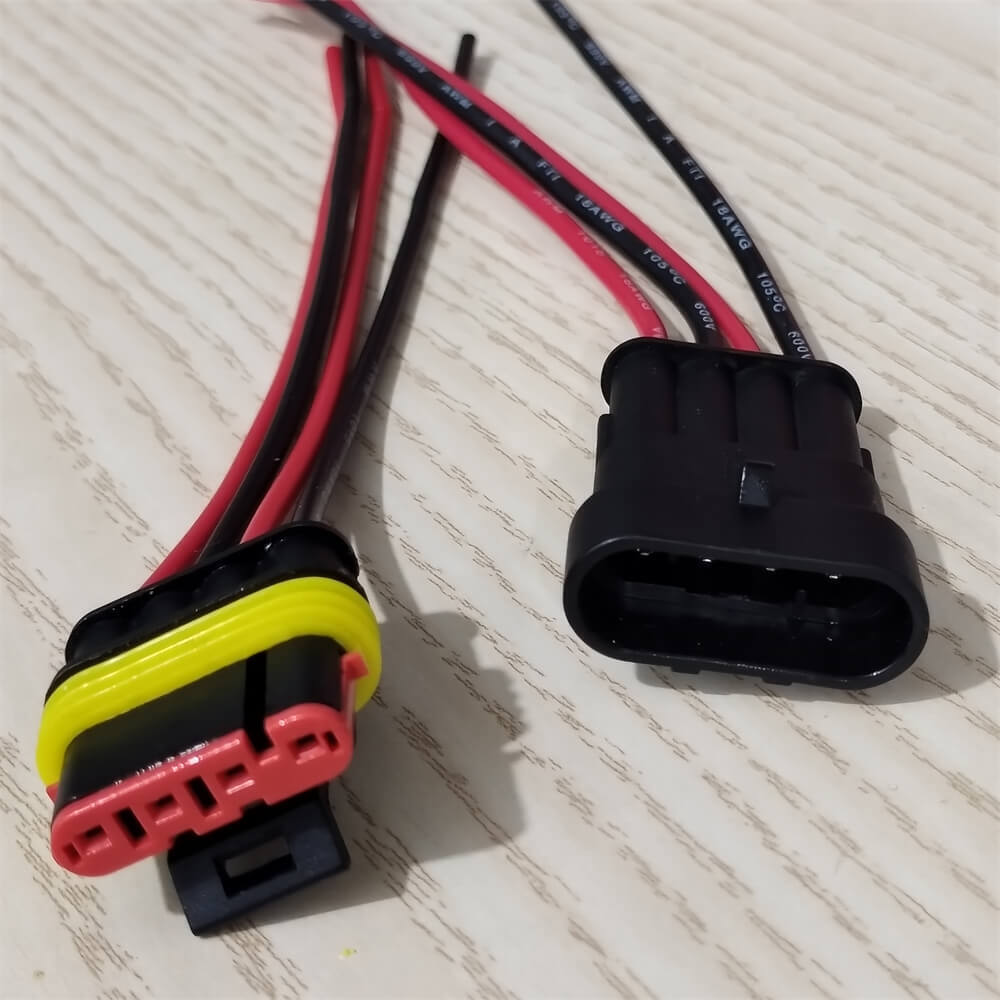 2 Set 18AWG Waterproof 4 Way 4 Pin Plug Electrical Wire Connectors for Car, Boat