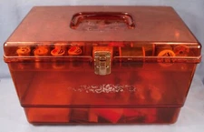 Large Plastic Sewing Basket and Contents.