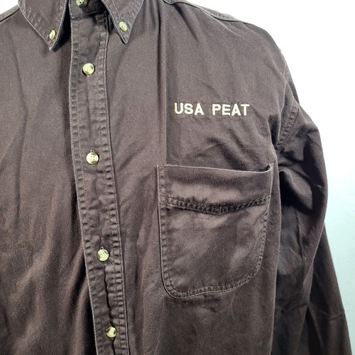 Blue Generation USA Peat Shirt Mens L Brown Long Sleeve Button Up Embroidered - Picture 3 of 11