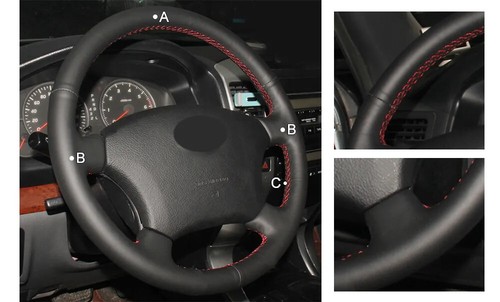 Hand-stitched Black Leather Steering Wheel Cover for Toyota Land Cruiser Prado - Picture 7 of 7