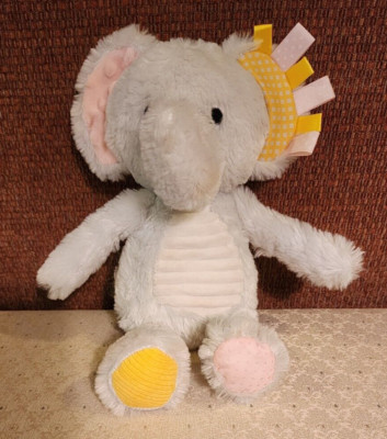 Make Believe Ideas Elephant Plush Baby Toy Crinkle Ear Rattle 
