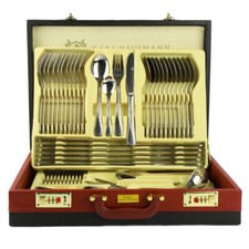 Besteckset 12 Personen 72tlg Edelstahl Besteckkoffer Besteck im Koffer Geschenk