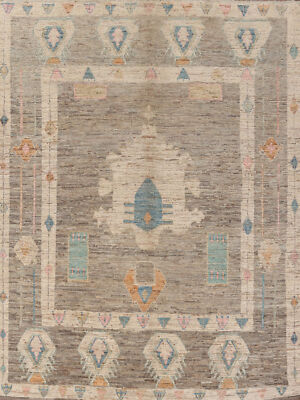 Vegetable Dye Traditional Oushak Turkish Area Rug Hand-Knotted Grey 8x10 ft
