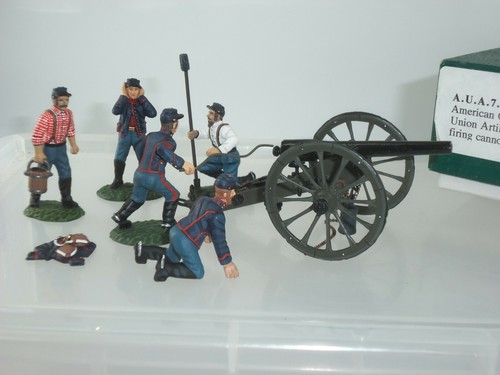 FRONTLINE AUA7 UNION ARMY ARTILLERY CANNON GUN + SOLDIER CREW METAL FIGURE SET - Picture 1 of 3