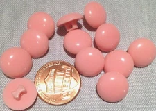 12 Small Shiny Glossy Domed Pink Plastic Shank Buttons 1/2" 12.6mm 7730