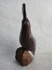 VTG HANDMADE IPE IRONWOOD  QUAIL FIGURINE -ON LOG- DARK FINISH- DENSE — photo 5