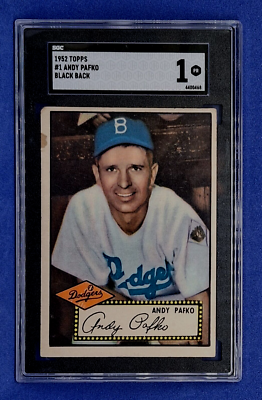 SGC 1 - 1952 Topps # 1 Andy Pafko (Black Back) Brooklyn Dodgers | eBay