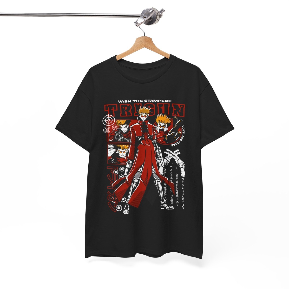 Trigun Vash The Stampede Moon T-shirt, Anime Manga Tee, Japanese