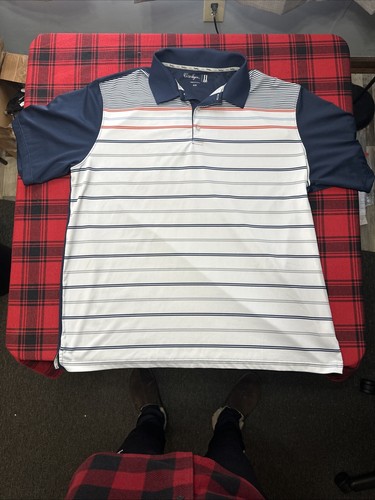Walter Hagen Perfect 11 Majors White Stripes Mens XXL Golfing Polo Shirt - Picture 2 of 8