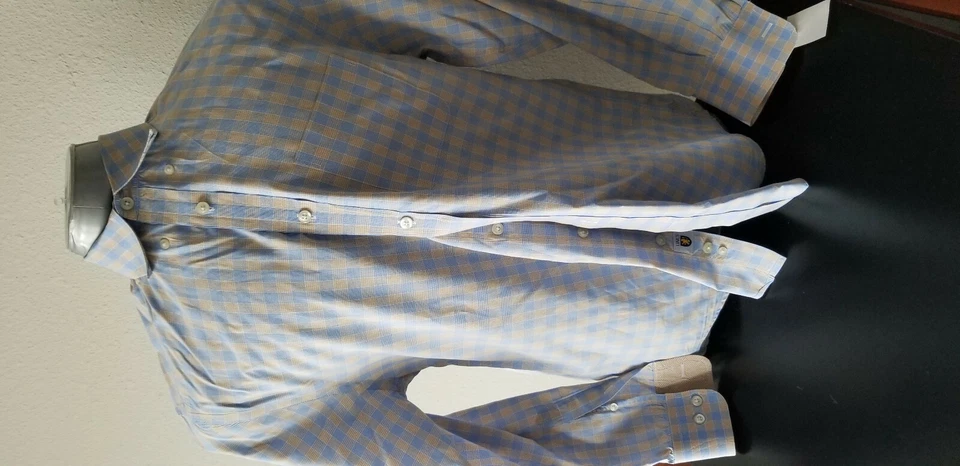 Camisa polo de vestir LINCS DC CO para hombre sin hierro ajustada 100 % algodón manga larga - mediana Foto 3 de 4