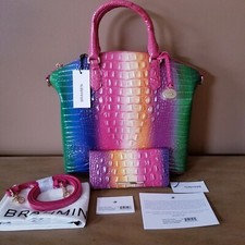  BRAHMIN CONFECTION OMBRE LARGE DUXBURY SATCHEL W/ADY WALLET WALLET 