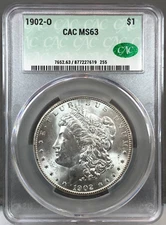 1902-O U.S. $1 Morgan Silver Dollar CAC MS63