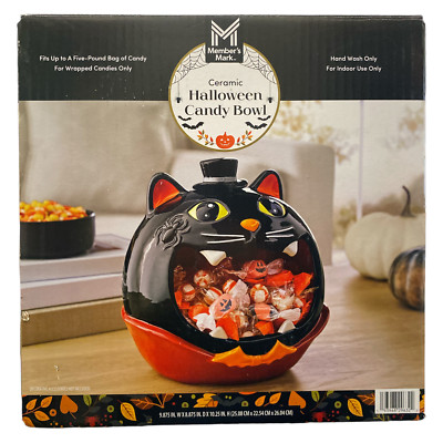 Member's Mark Ceramic Halloween Candy Bowl (Black Cat)