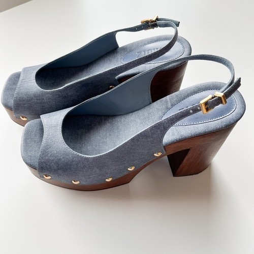 Schutz Rose Sling Leather Studded Platform Heel Sandal Infinite Blue Womens 9 B - Picture 3 of 15