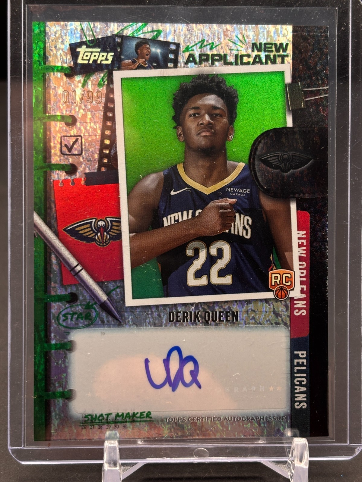 2025 Topps Basketball New Applicant Derik Queen Rookie RC Auto Green Foil 1/99