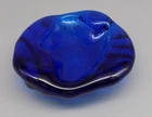 Blenko Colbalt Blue Amoeba Ashtray Nut Candy Dish Vintage Free Form Art Glass