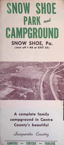 Snow Shoe Park & Campground Prospekt Schneeschuh PA 60er Jahre Karte