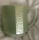 Vintage Federal Milk Glass Textured Iridescent Opalescent Green Mug