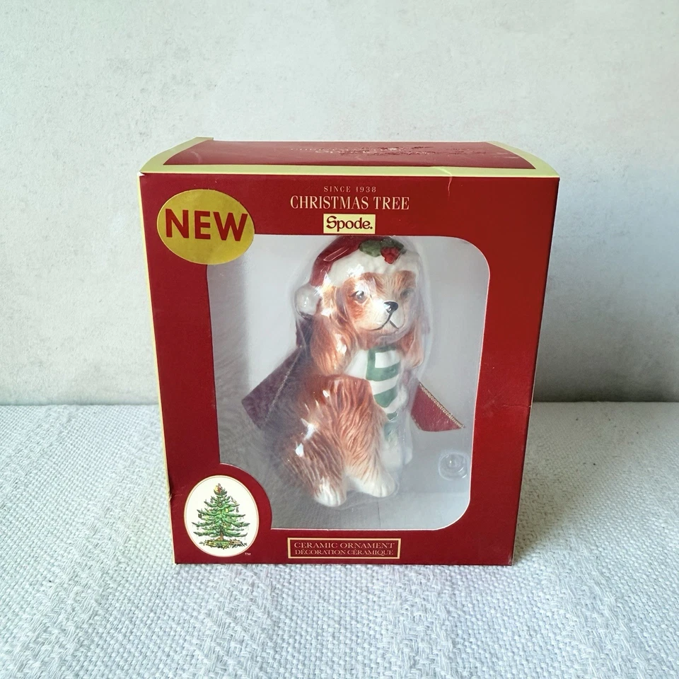 Spode Árbol de Navidad Adorno Cavalier King Charles Spaniel Perro Cerámica NUEVO EN CAJA Foto 2 de 4