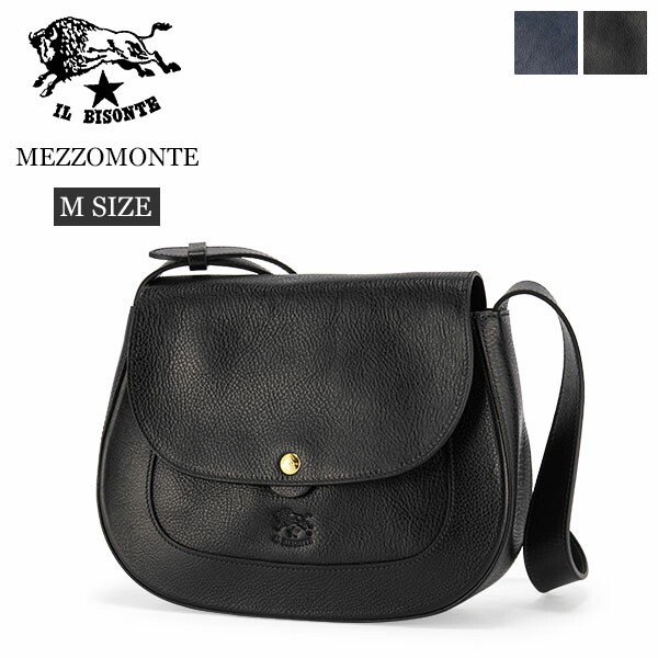 【新品同様】イルビゾンテ レザー クロスバッグ 黒 MEZZOMONTE M IL Bisonte Bag Shoulder Bag Cross Bag MEZZOMONTE M Size