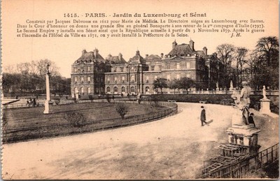 Paris France Jardin Du Luxembourg Et Sénat Scenic View Postcard