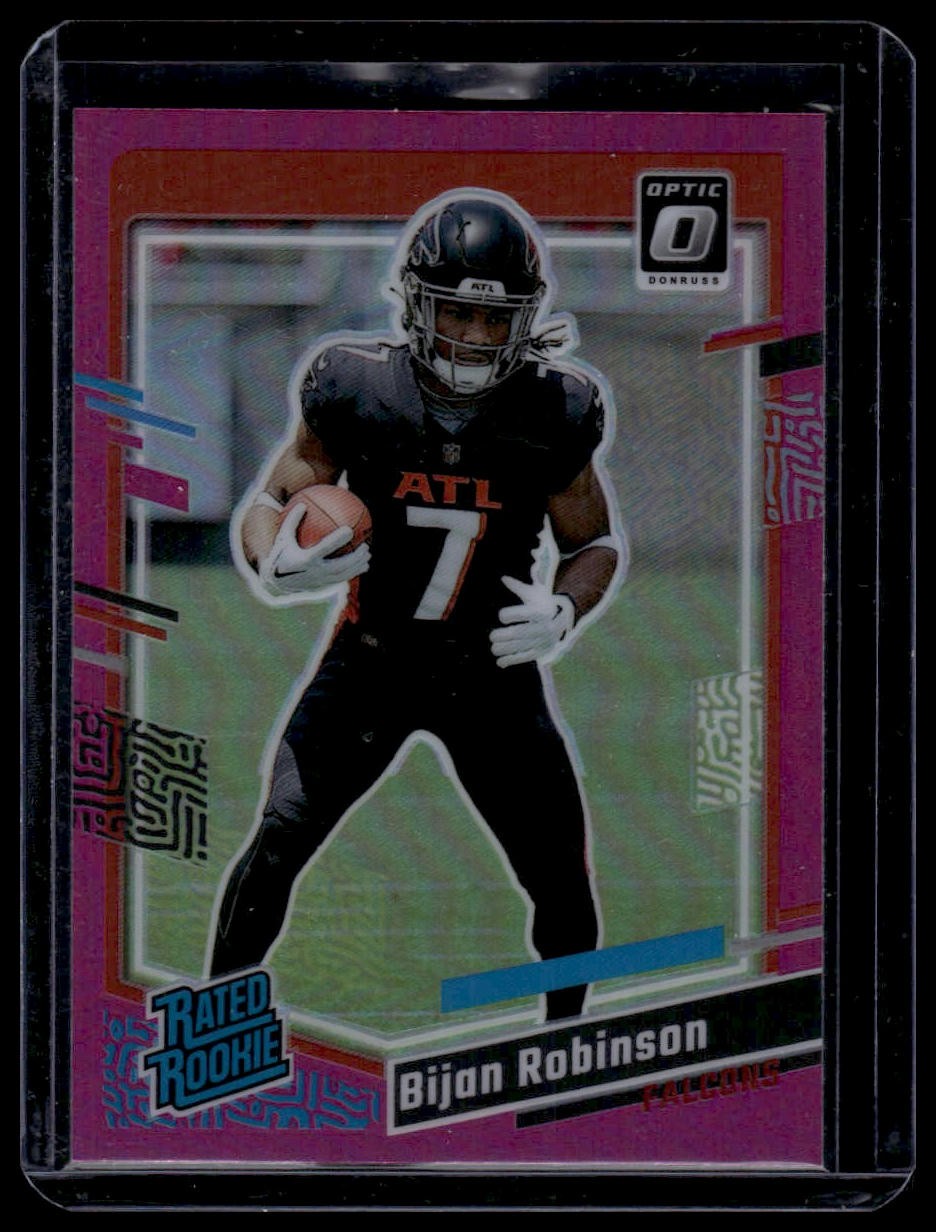 2023 Donruss #305 Bijan Robinson Optic Rated Rookie Preview Pink Prizm