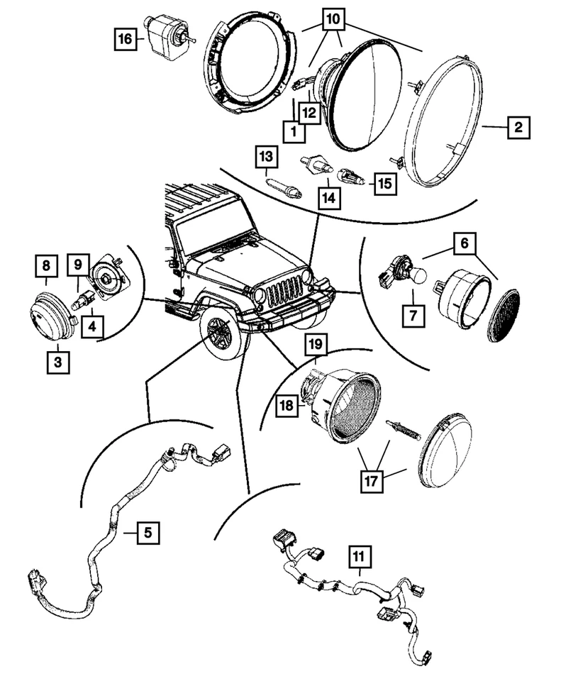 NUEVO Faro derecho genuino Mopar Jeep Wrangler 55078148AD Foto 3 de 3