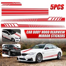 5pcs Red Racing Stripes Car Sticker Decal Auto Hood Bonnet Vinyl Body Decor 5pcs Red Racing Stripes Car Sticker Decal Auto Hood Bonnet Vinyl Body Decor