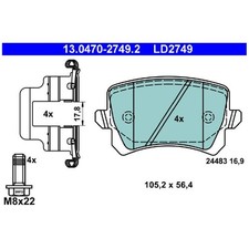 Satz Bremsbeläge Bremsklötze hinten für Audi TT 8J3 8J9 23900864