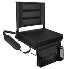 Stadium Seats with Back Support,Bleacher 1 Pack-16.4"W x 11.4"D x 15.6"H Black