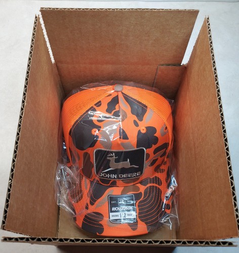 John Deere Black Patch Richardson 112 Trucker Hat Snapback Blaze Duck Camo/Blaze - Picture 9 of 9