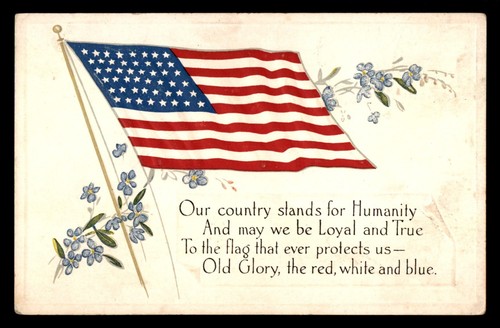 Mayfair Briefmarken USA 1940er patriotische amerikanische Flagge & Gedicht Postkarte aat_36367